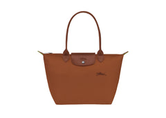 Longchamp Le Pliage Green Medium Tote Bag Cognac