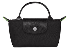 Longchamp Le Pliage Green Pouch With Handle Black