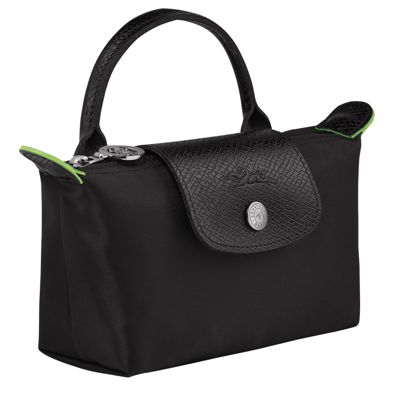 Longchamp Le Pliage Green Pouch With Handle Black