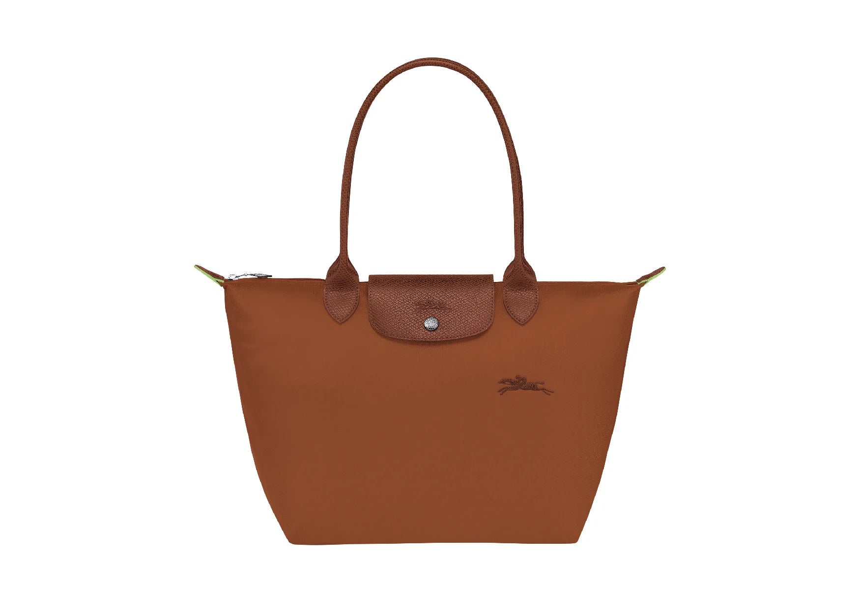 Longchamp Le Pliage Green Medium Tote Bag Cognac