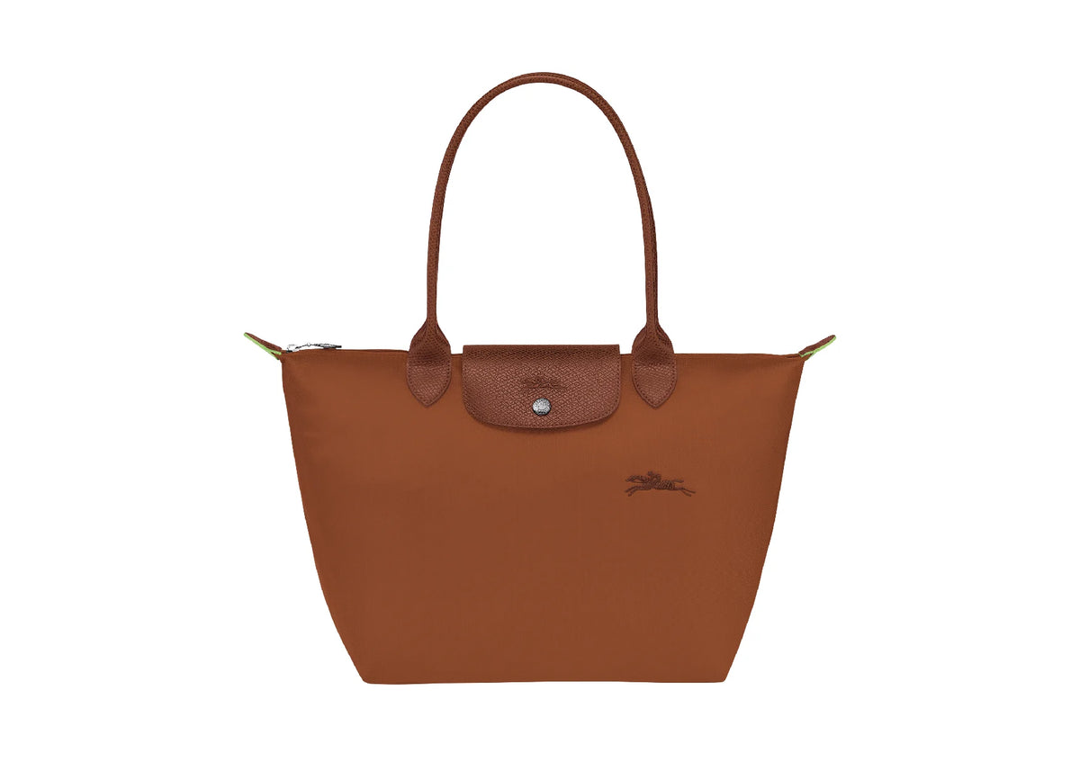 Longchamp Le Pliage Green Medium Tote Bag Cognac