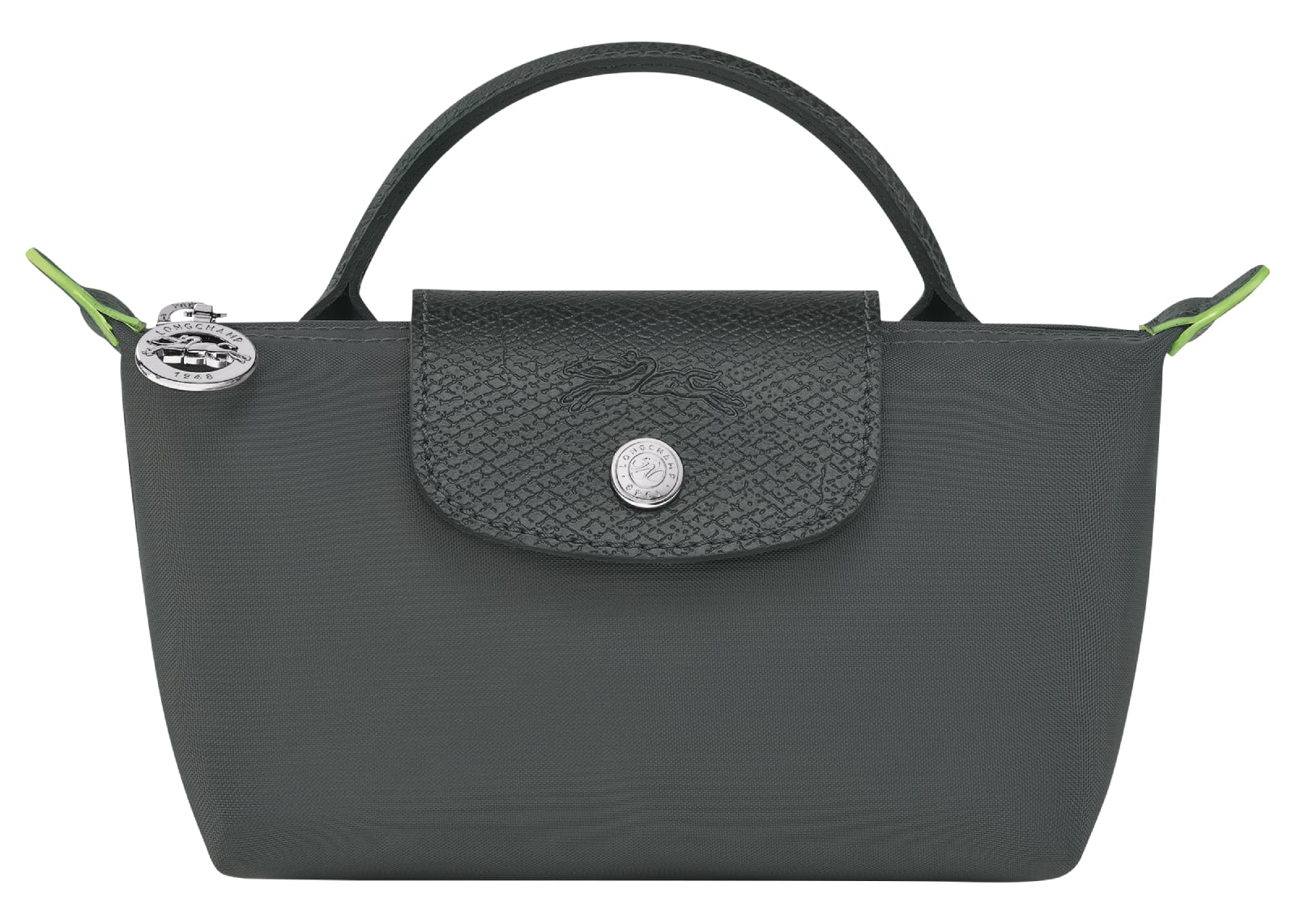 Longchamp Le Pliage Green Pouch With Handle Graphite