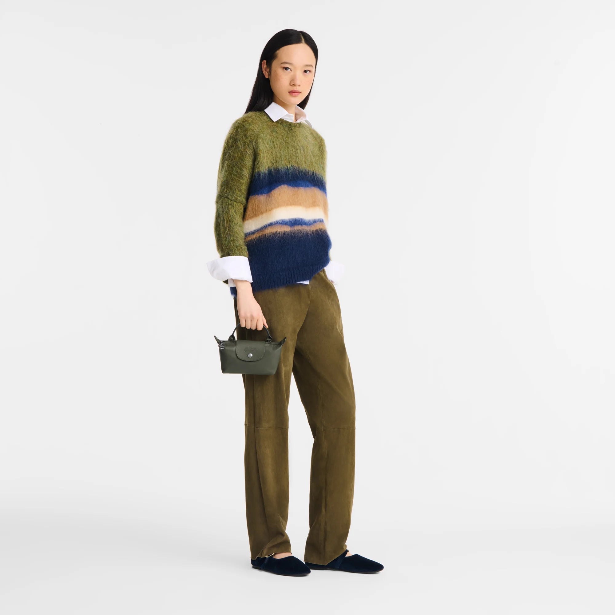 Longchamp Le Pliage Green Pouch With Handle Forest