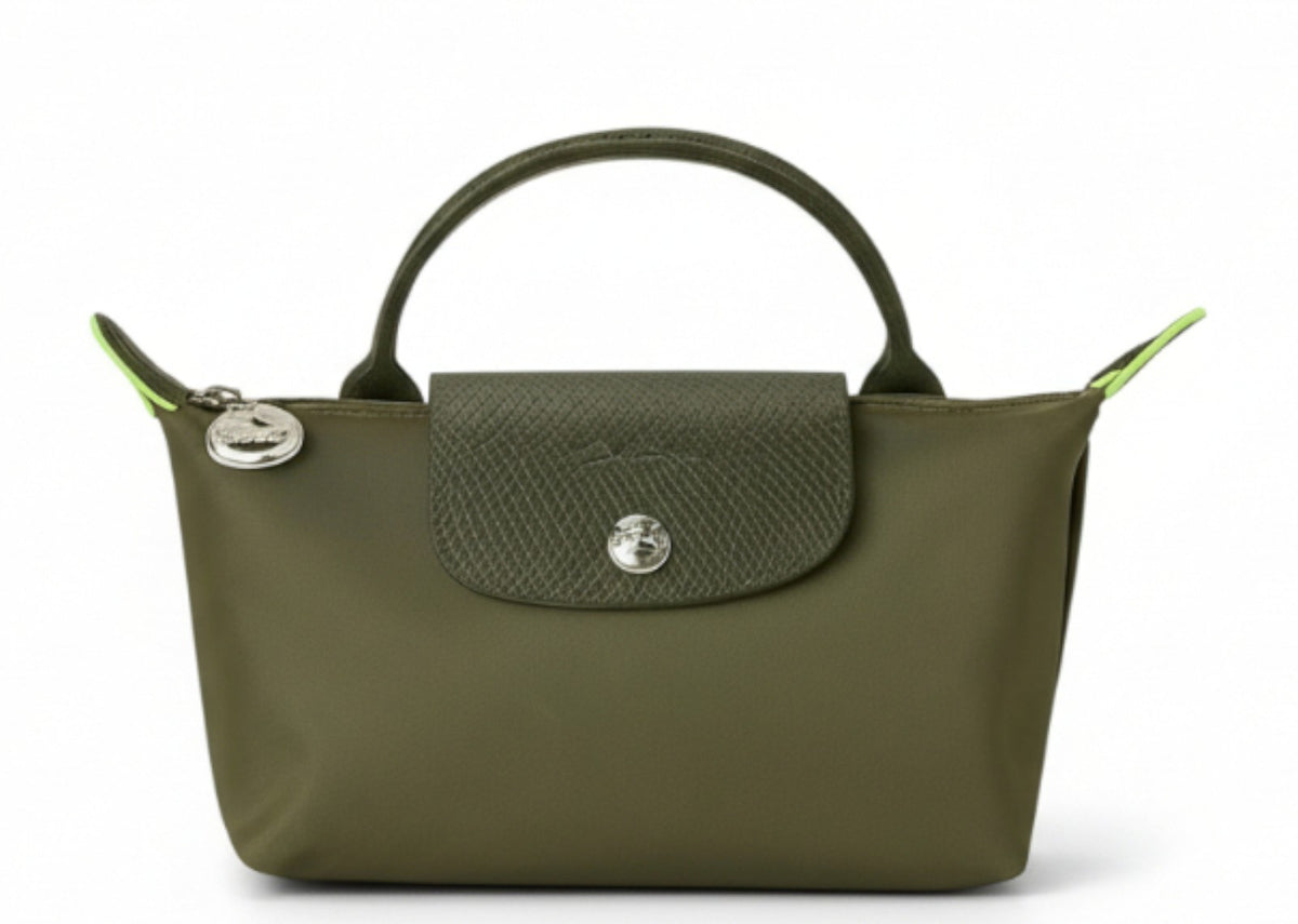 Longchamp Le Pliage Green Pouch With Handle Forest